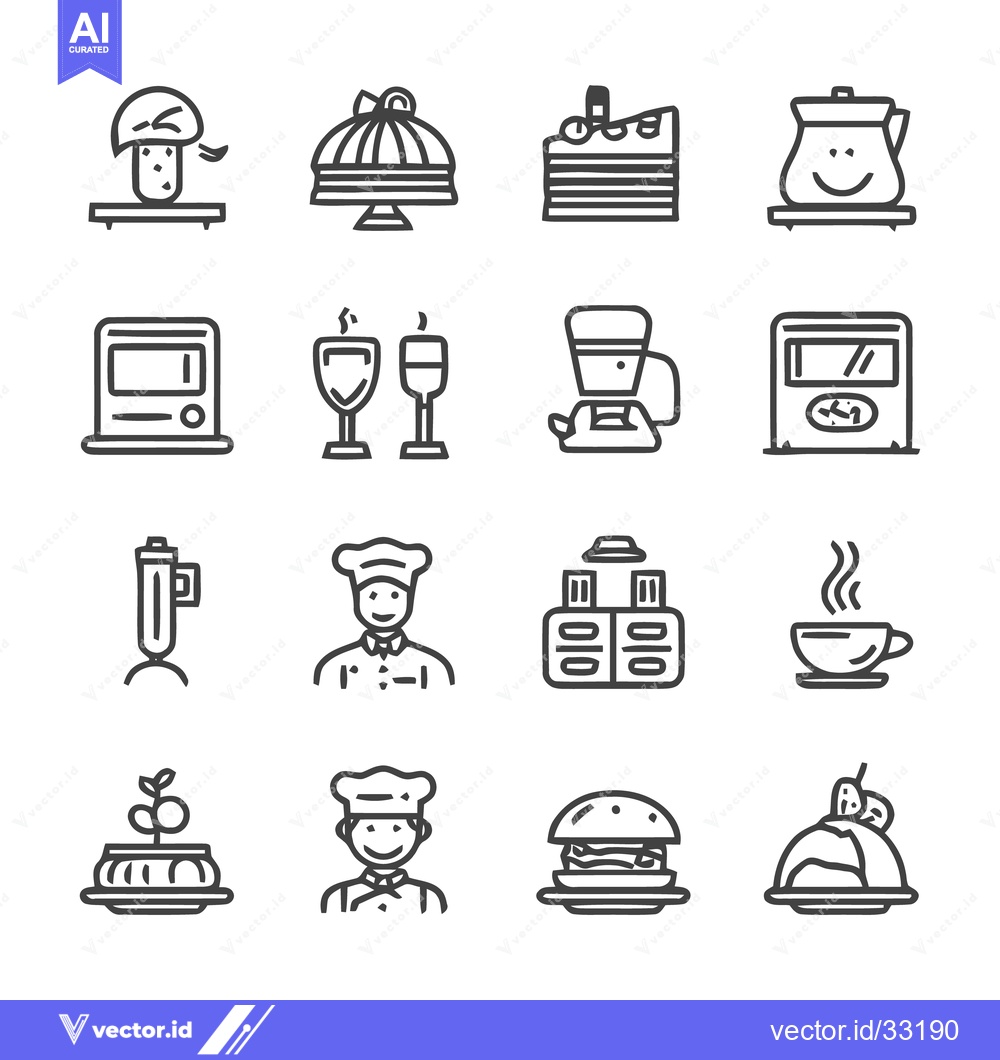 Premium Vector of Collection of Food and Drink Icons for Culinary and Beverage Themes.