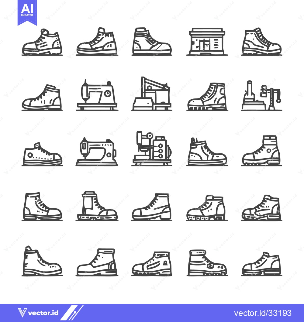 Premium Vector dari Collection of various shoe and boot designs for different purposes.