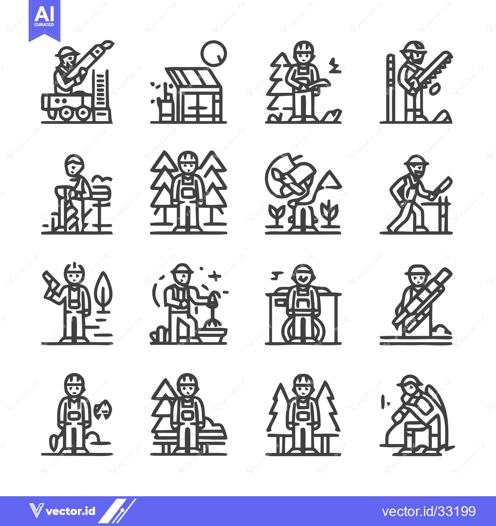 Premium Vector of Construction Workers in Various Activities and Professions.