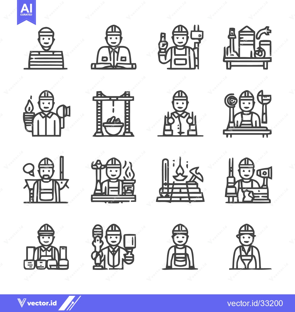 Premium Vector dari Construction Workers - A Collection of Line Art Illustrations.