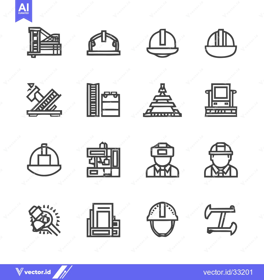 Premium Vector of Construction and Engineering Icons - A Comprehensive Collection.