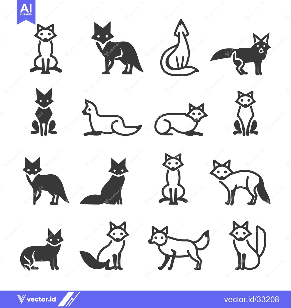 Premium Vector of Collection of Fox Icons in Various Poses