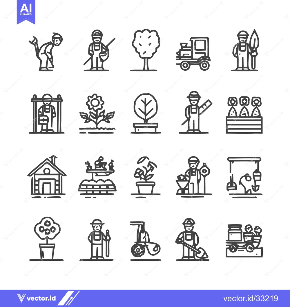 Premium Vector of Gardening and Farming Icons - A Comprehensive Collection.