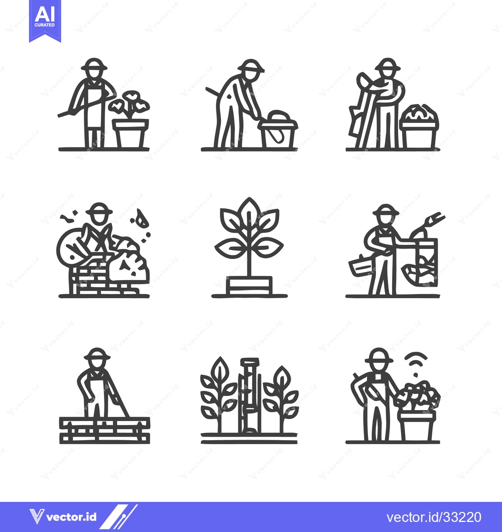 Premium Vector of Gardening and Farming Icons - A Collection of Agricultural Illustratio