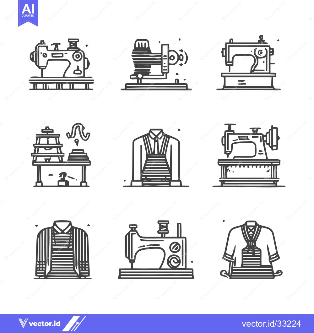 Premium Vector dari Sewing Machine and Tailoring Icons - A Vector Illustration.