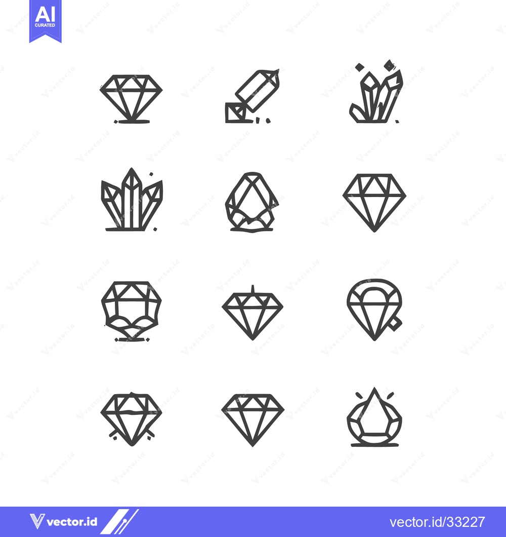 Premium Vector dari Collection of Minimalist Diamond and Gemstone Icons.