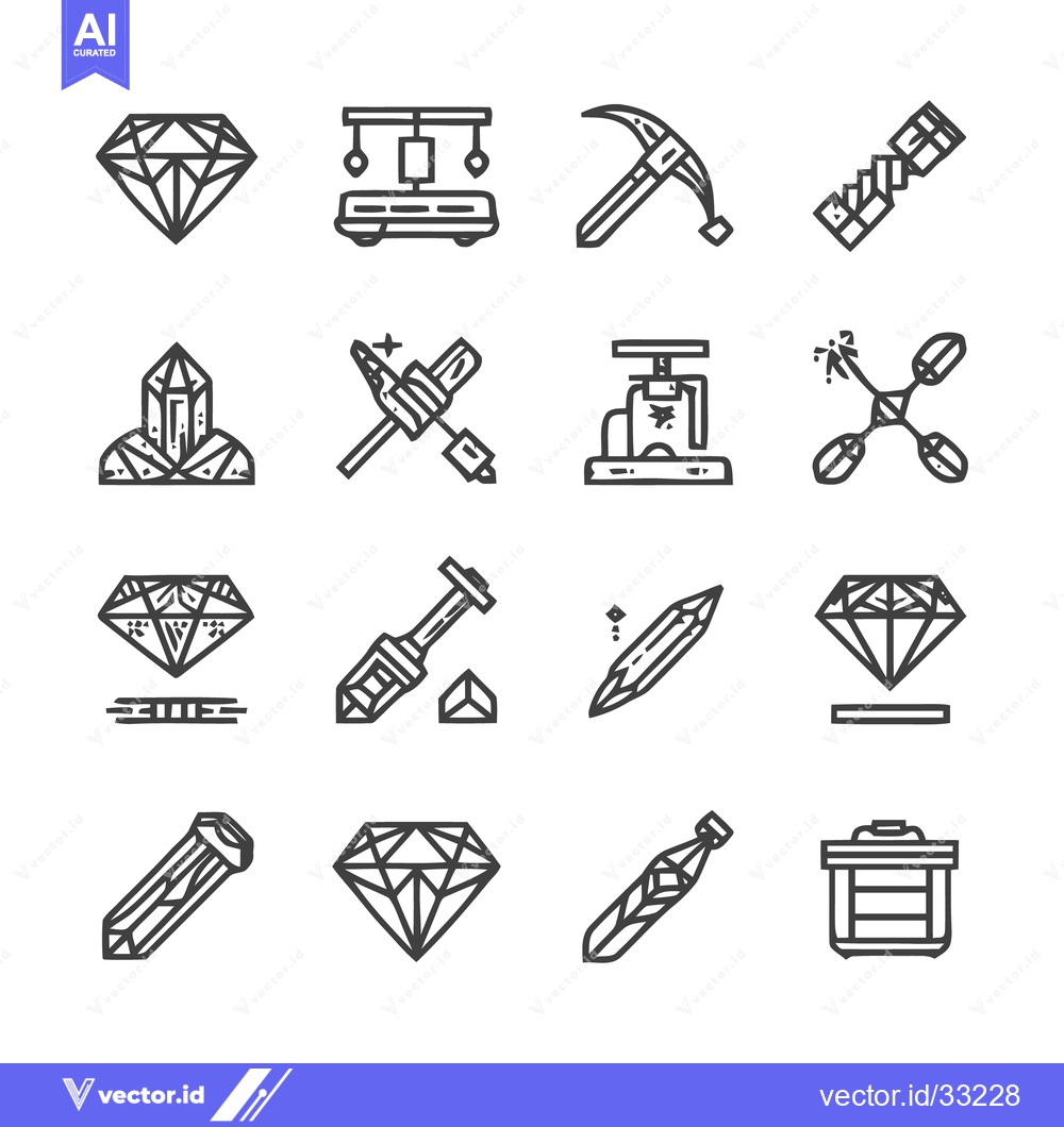 Premium Vector dari Diamond Mining and Gemstone Processing - A Detailed Icon Set.
