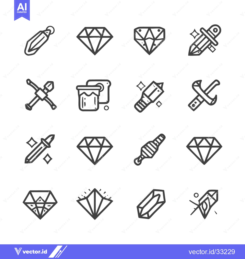 Premium Vector dari Collection of various gem and jewelry icons in a line art style.