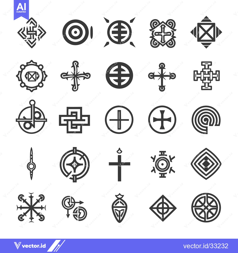 Premium Vector dari Collection of Geometric and Cross-Shaped Symbols