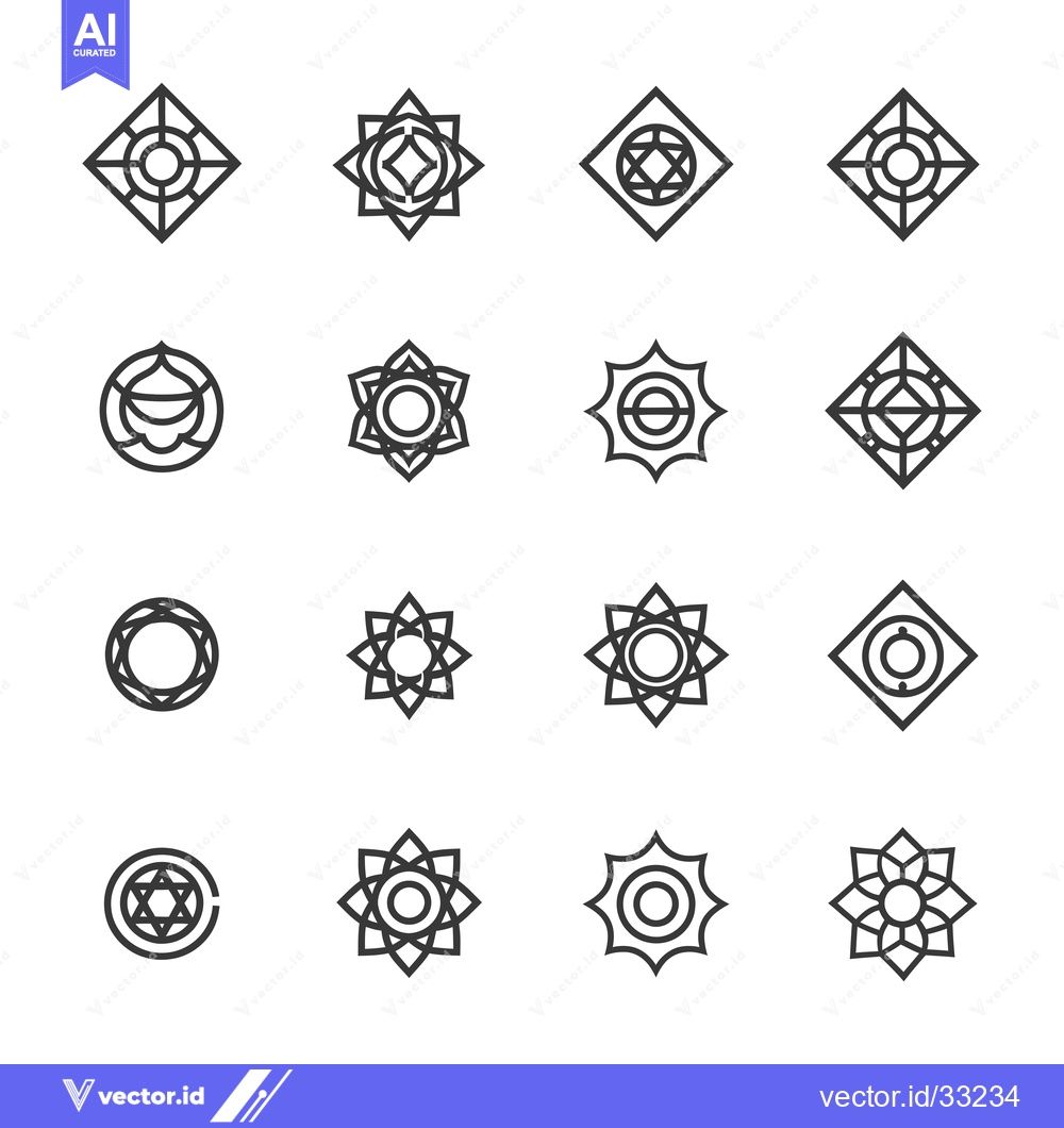 Premium Vector dari Collection of Geometric Black and White Circular and Star-Shaped Line