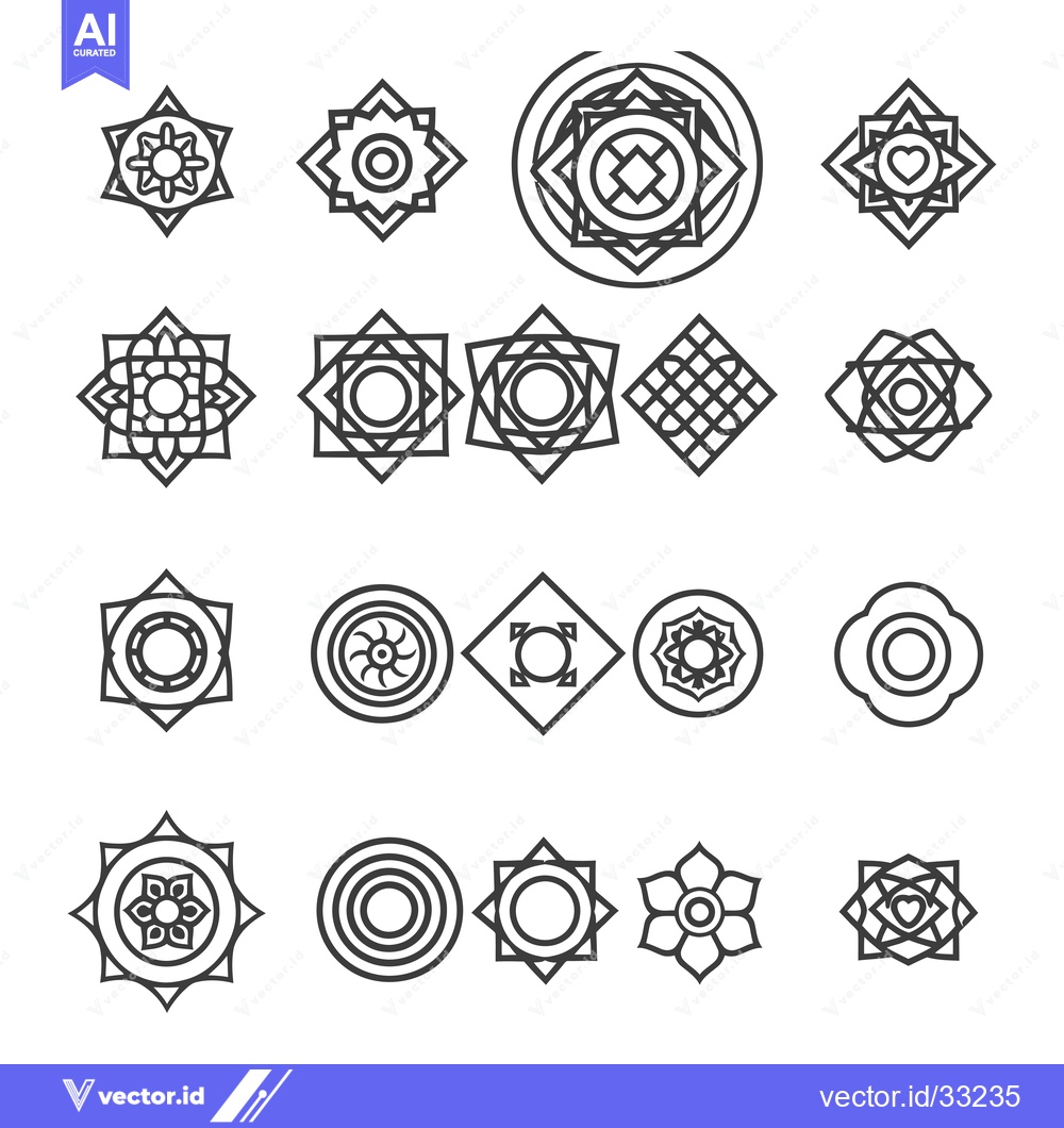 Premium Vector dari Collection of Geometric Black and White Mandala Designs