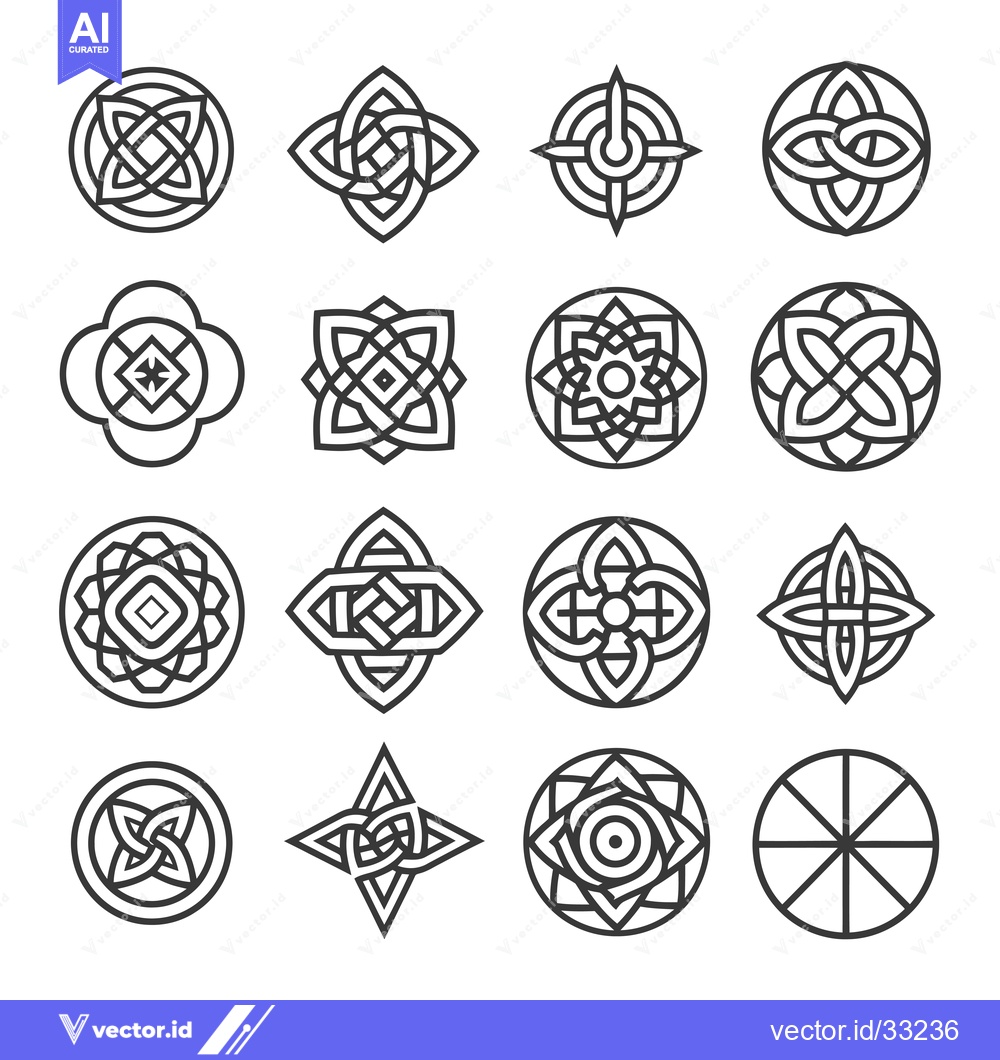 Premium Vector dari Collection of Geometric Celtic Knot Designs in Black and White