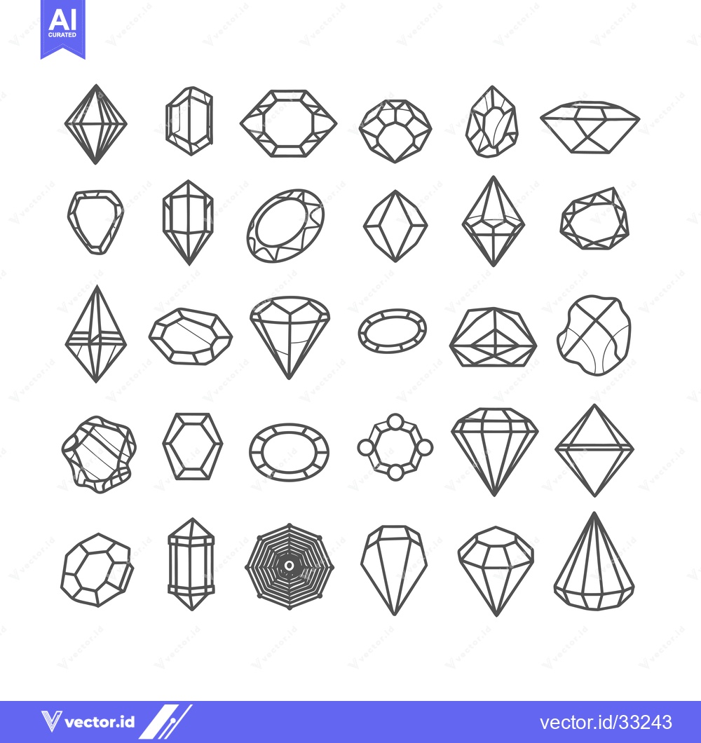 Premium Vector of Collection of Geometric Gemstone Illustrations