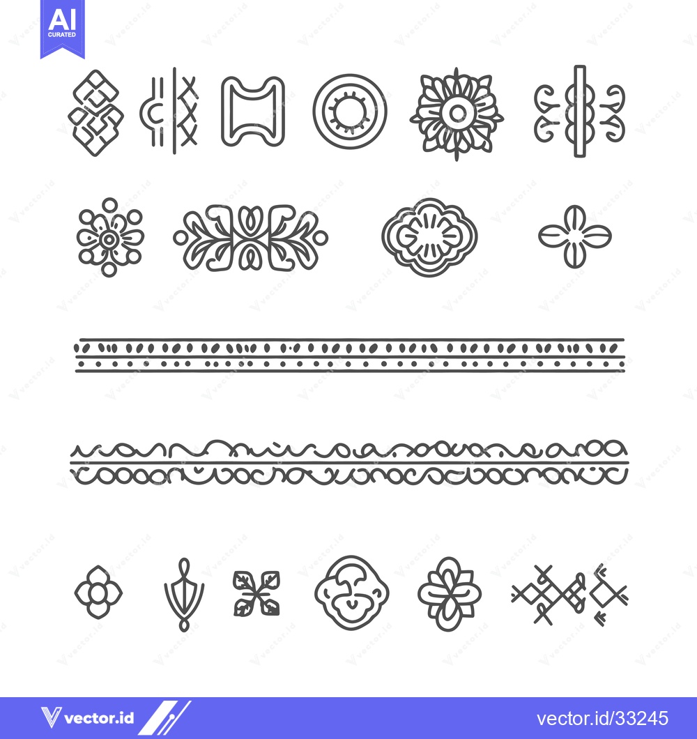 Premium Vector dari Collection of Geometric Line Art Ornaments and Borders