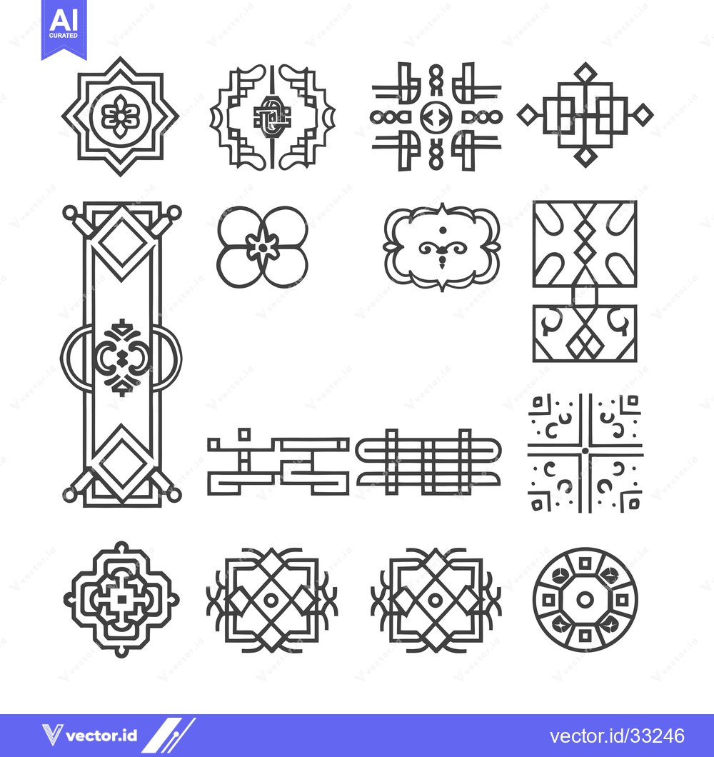 Premium Vector dari Collection of Geometric Line Art Patterns with Floral and Abstract Ele