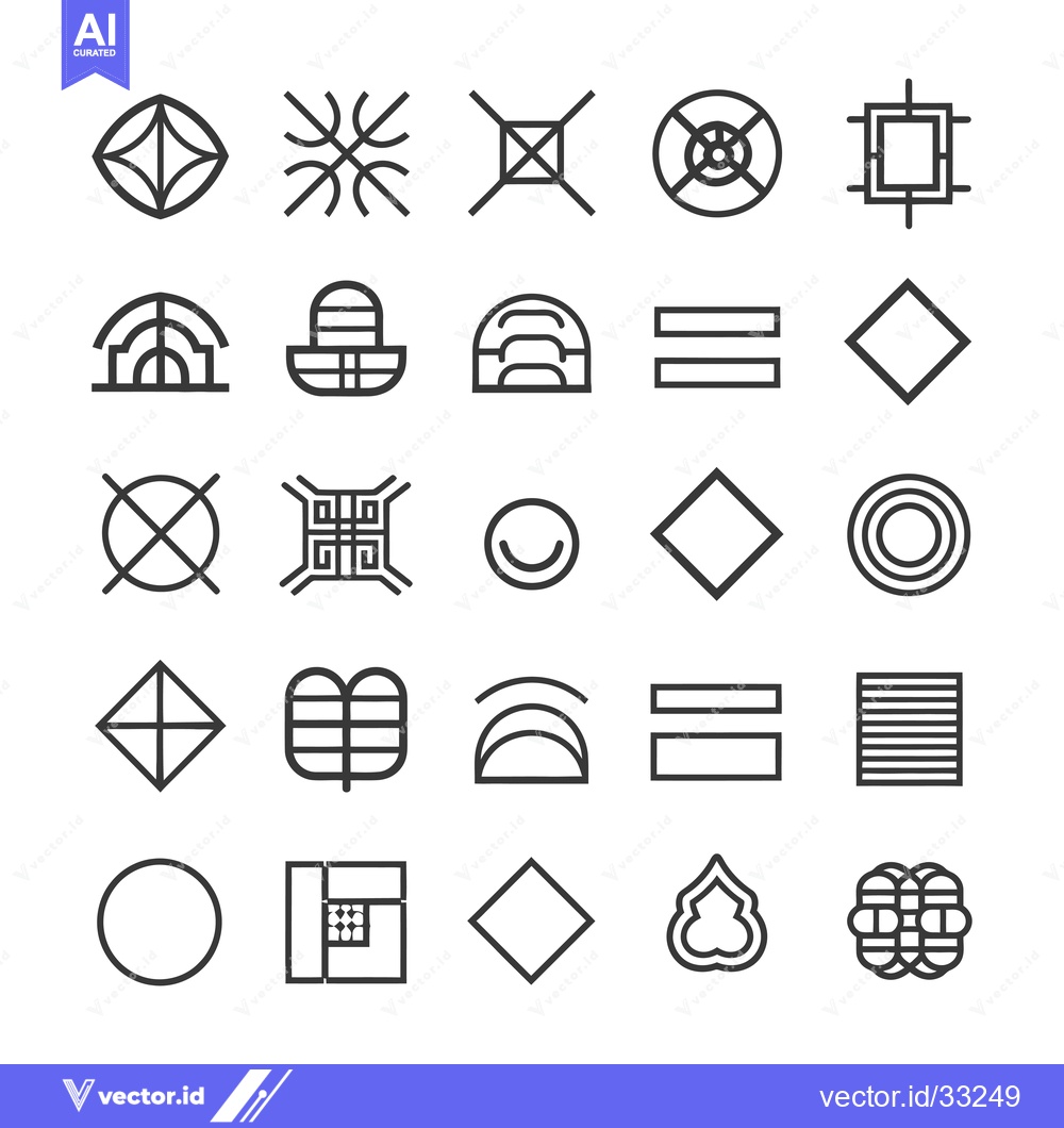 Premium Vector dari Collection of Geometric Shapes and Patterns as Line Icons