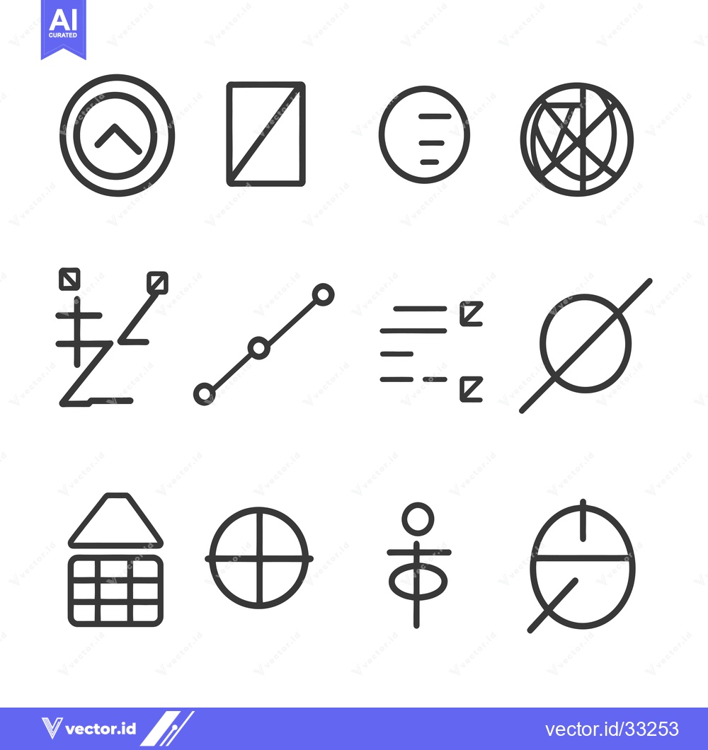 Premium Vector of Collection of Geometric Shapes and Symbols in a Grid Pattern