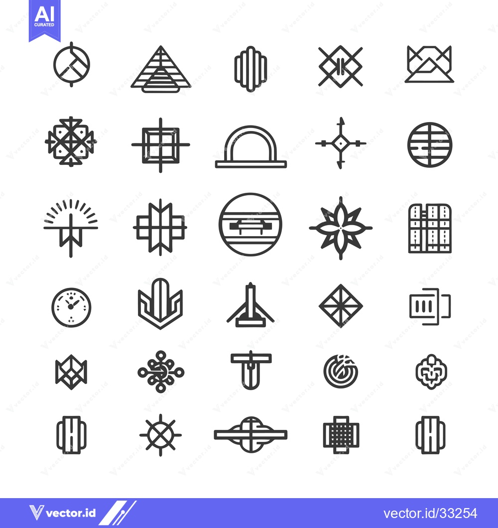 Premium Vector of Collection of Geometric Shapes and Symbols in Black and White