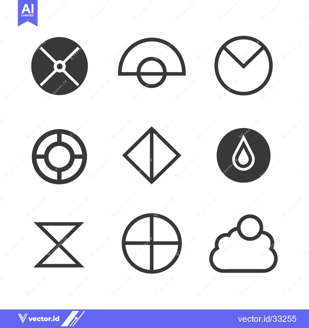 Premium Vector of Collection of Geometric Shapes and Symbols in Black and White
