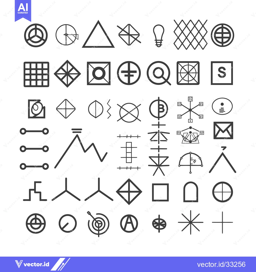 Premium Vector of Collection of Geometric Shapes and Symbols in Black and White