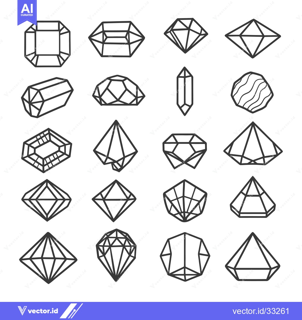 Premium Vector of Collection of Geometric Shapes Representing Gemstones