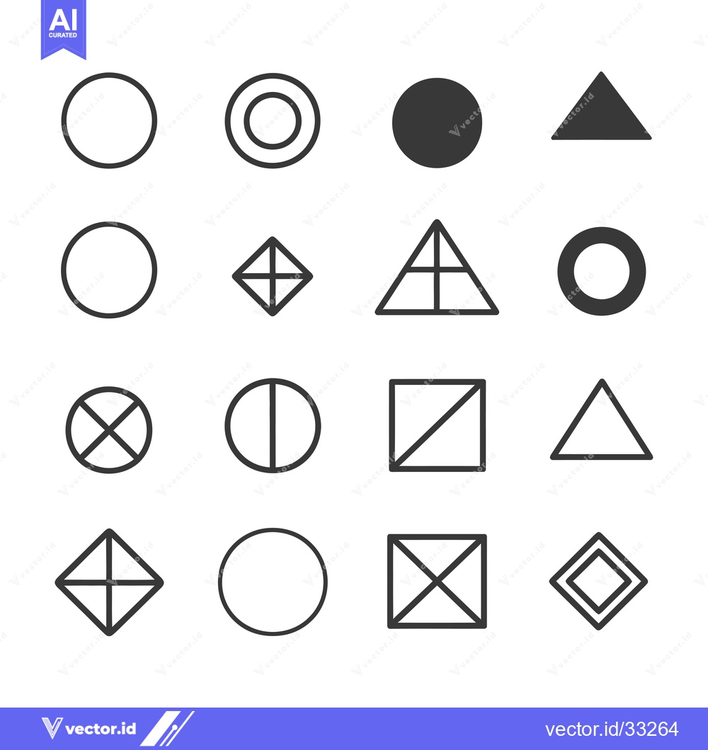 Premium Vector dari Collection of Geometric Shapes with Different Fill Patterns