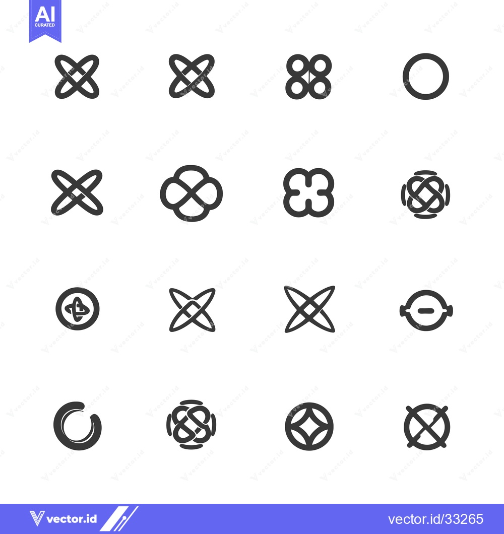 Premium Vector dari Collection of Geometric Shapes with Intertwined Lines
