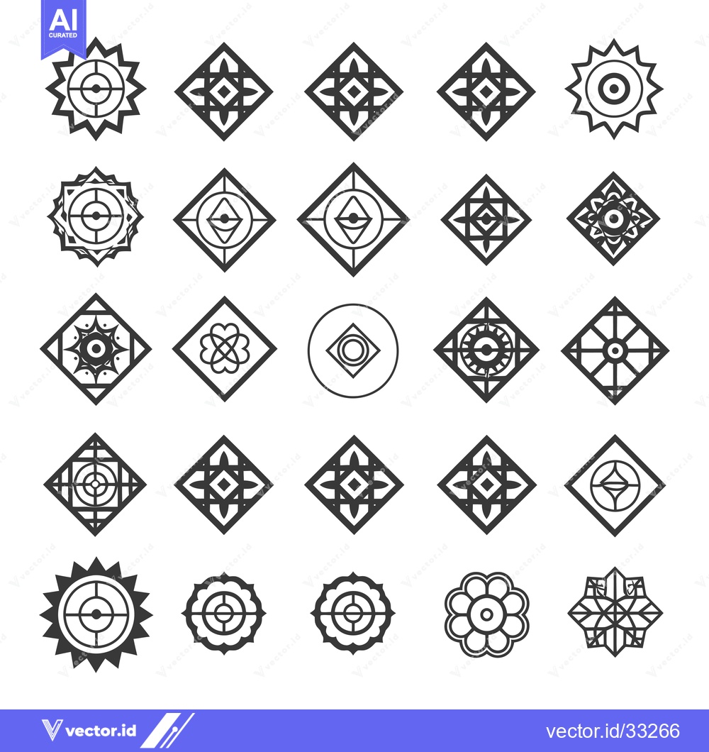 Premium Vector of Collection of Geometric Shapes with Intricate Designs
