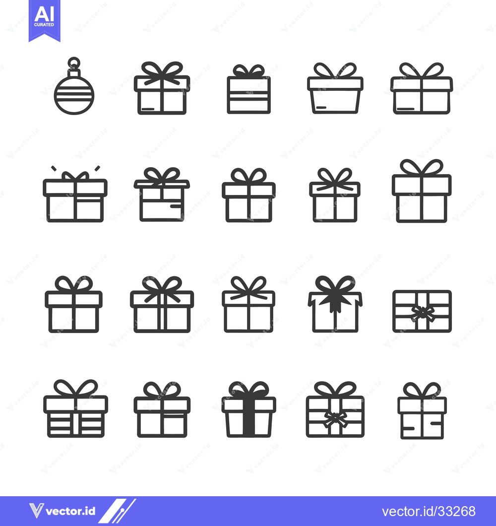 Premium Vector dari Collection of Gift Box and Ornament Icons