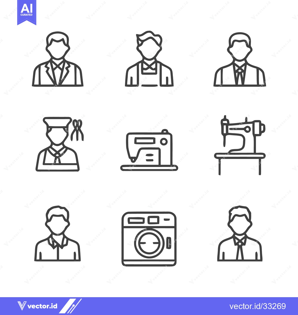 Premium Vector dari Collection of Tailor, Sewing Machine, and Laundry Icons.