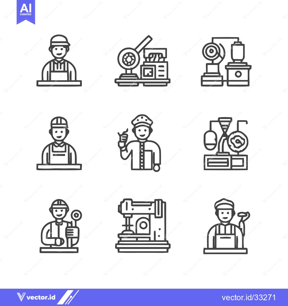 Premium Vector dari Industrial Workers and Machinery - A Detailed Line Art Collection.