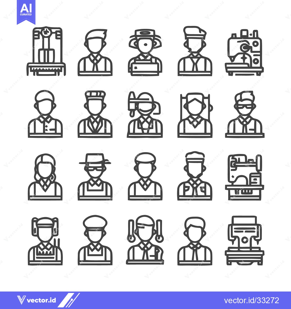 Premium Vector dari Collection of various professions and related equipment icons.