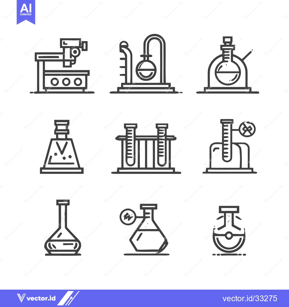 Premium Vector dari Laboratory Equipment Icons - Science and Research Tools.