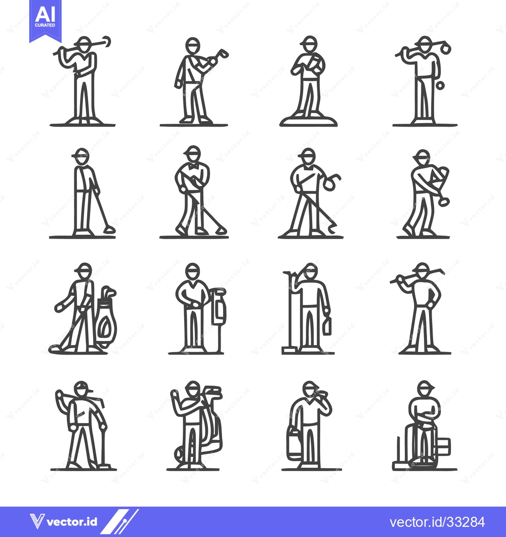 Premium Vector dari Golfing Icons - A Collection of Line Art Illustrations for Sports and