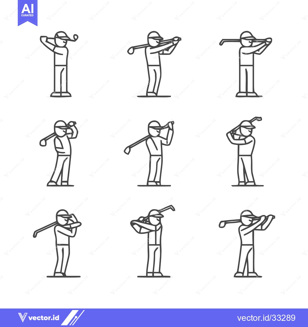 Premium Vector dari Golf Swing Sequence - A Detailed Illustration of the Golfing Motion.