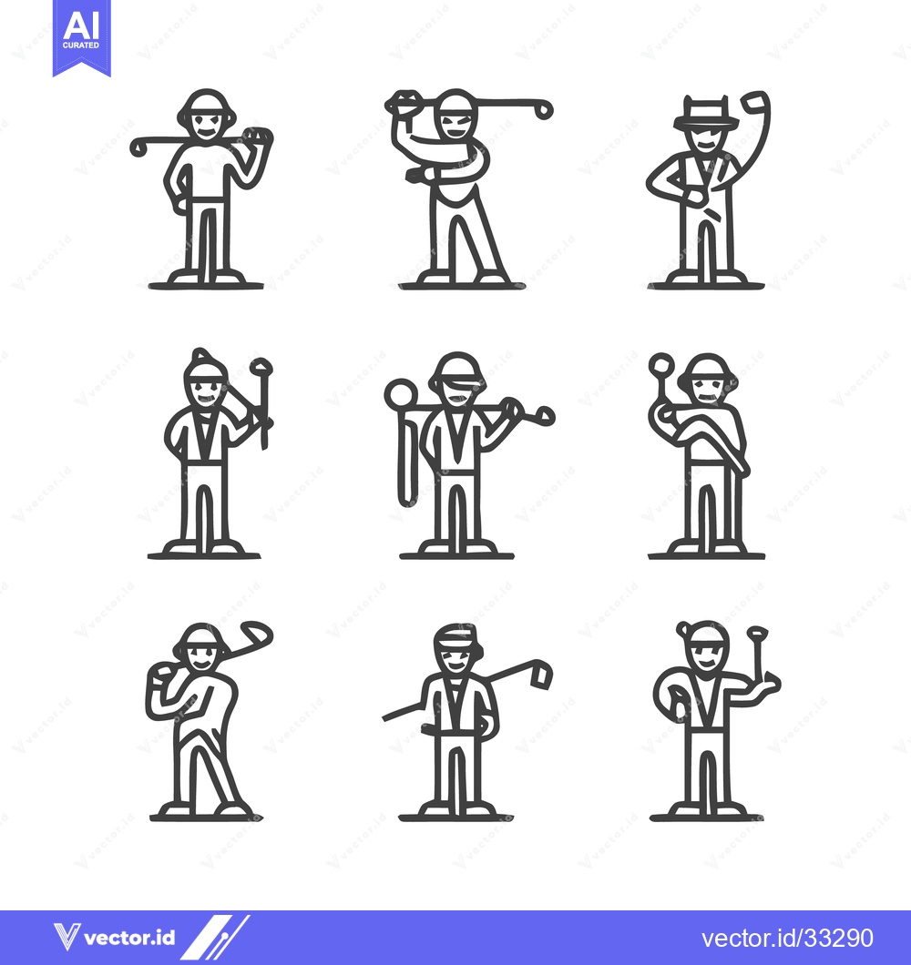 Premium Vector of Golfing Icons - A Collection of Sporty Line Art.