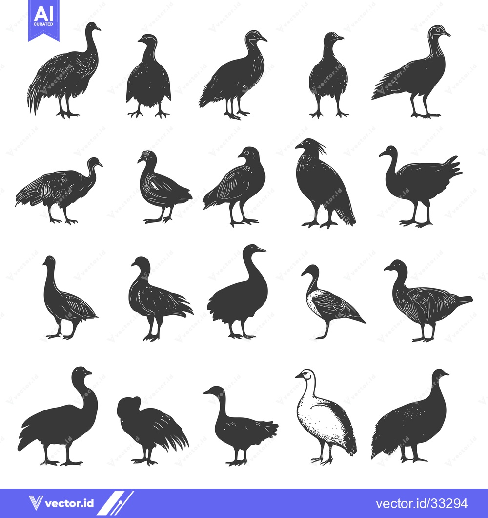 Premium Vector of Collection of Goose Silhouettes in Various Poses