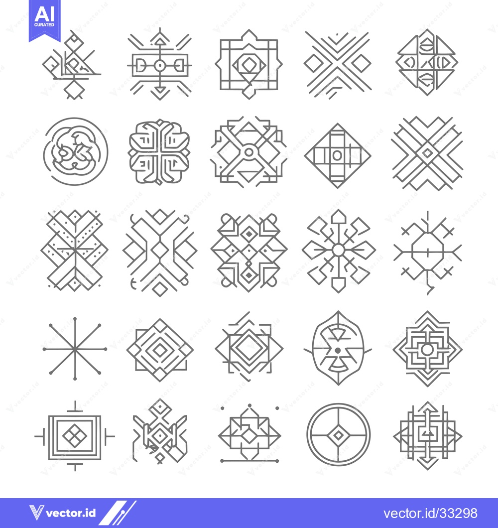 Premium Vector of Collection of Grey Geometric Line Art Shapes
