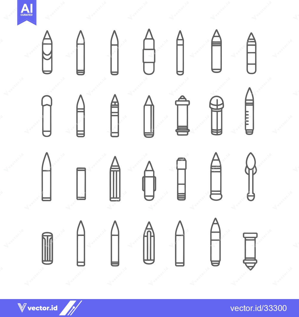 Premium Vector dari Collection of Grey Outline Crayon and Pencil Icons