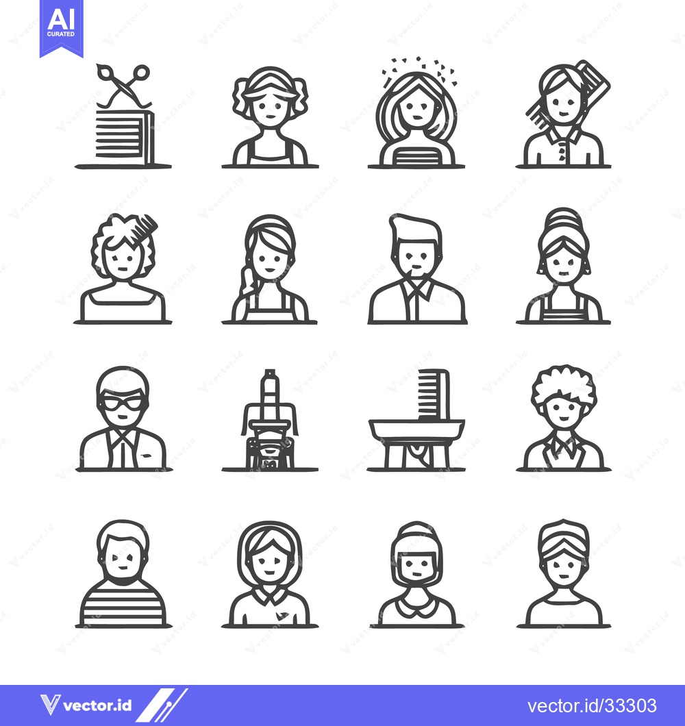 Premium Vector dari Hairdresser Icons - A Collection of Stylist and Salon Symbols.