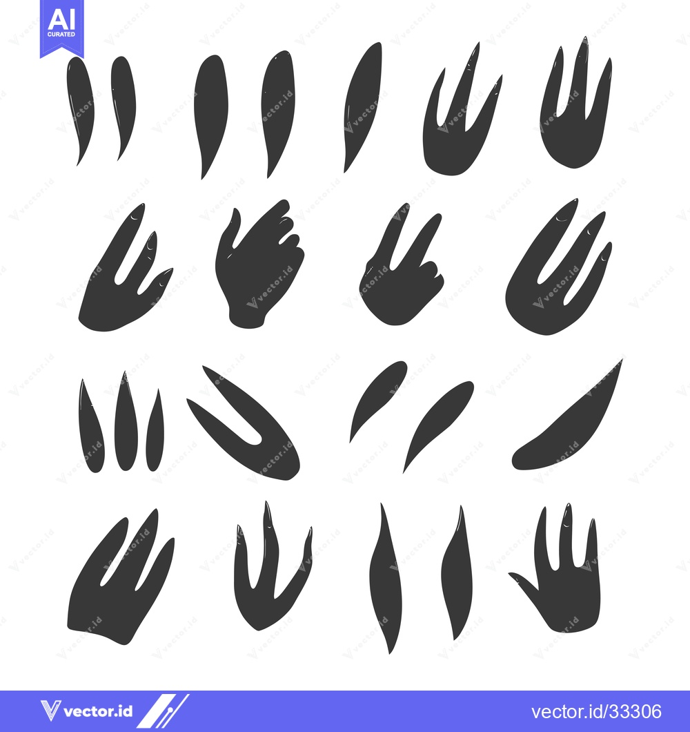 Premium Vector of Collection of Hand and Foot Prints in Silhouette