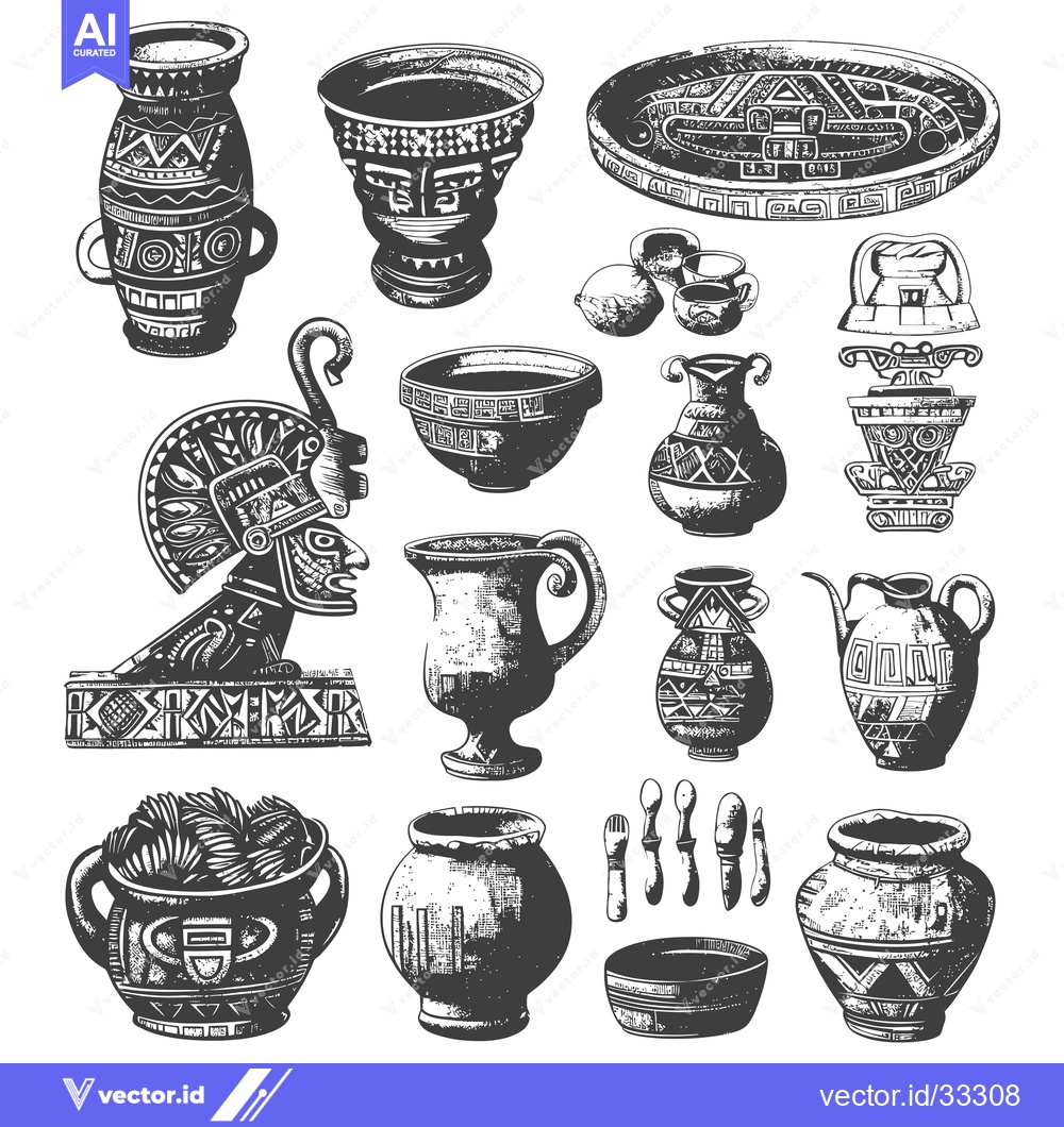 Premium Vector of Collection of Hand-Drawn Ancient Pottery Vessels