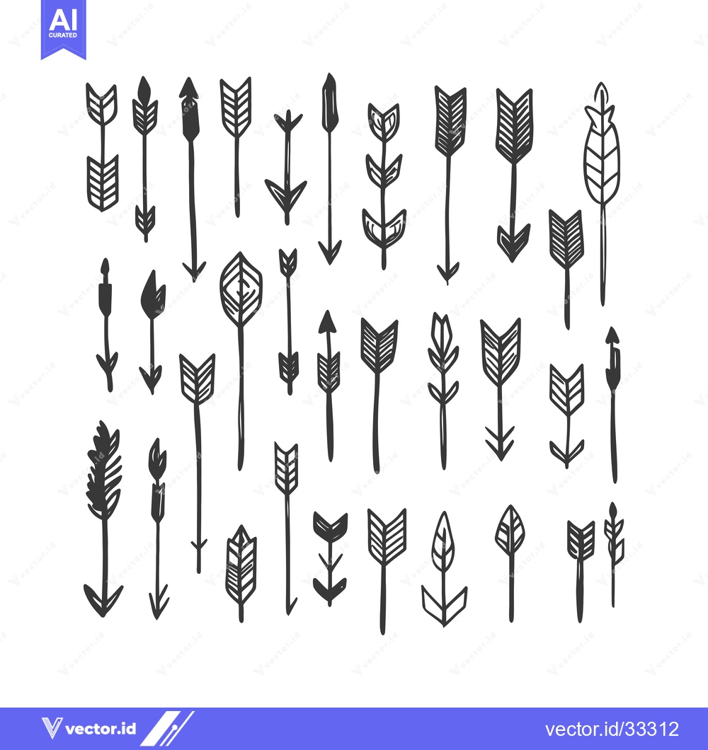 Premium Vector dari Collection of Hand-Drawn Black and White Arrow Designs