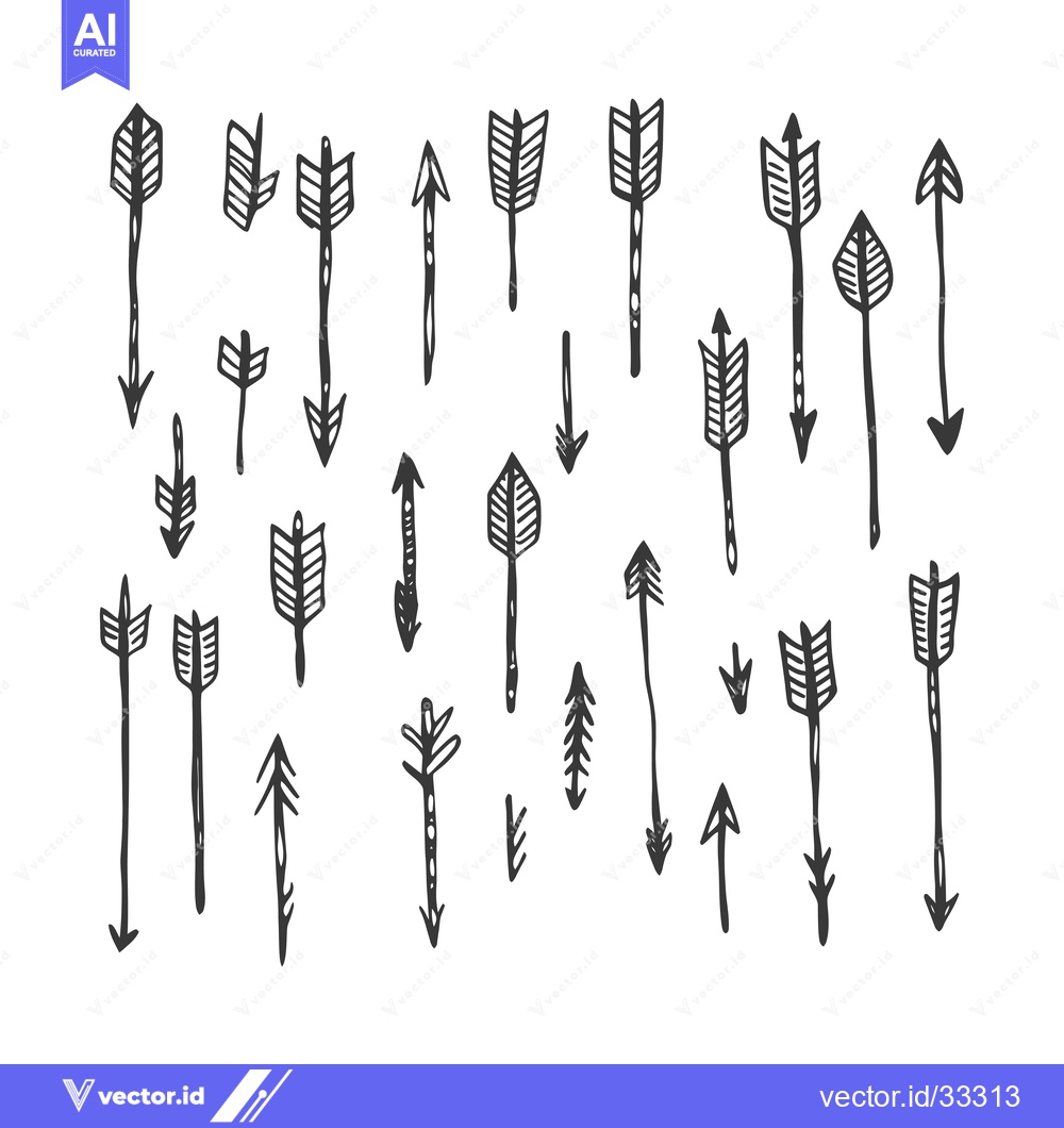Premium Vector dari Collection of Hand-Drawn Black and White Arrow Designs
