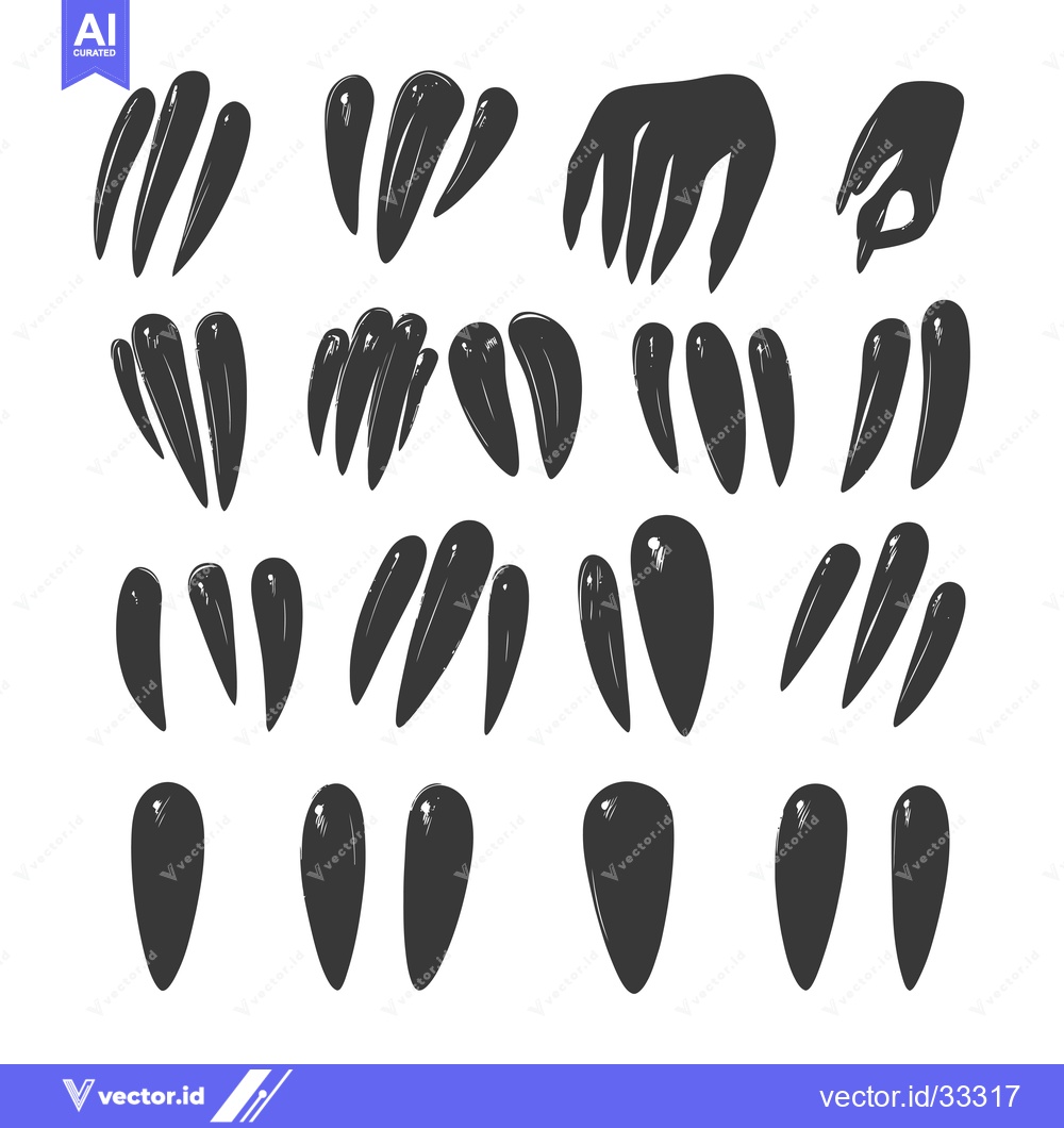 Premium Vector of Collection of Hand-Drawn Black and White Claws or Teeth