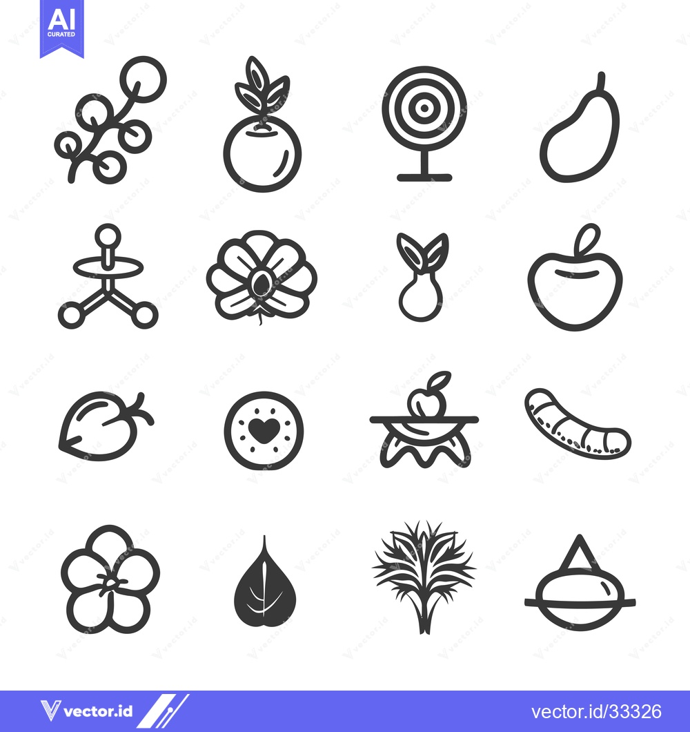 Premium Vector dari Collection of Hand-Drawn Black and White Nature Icons