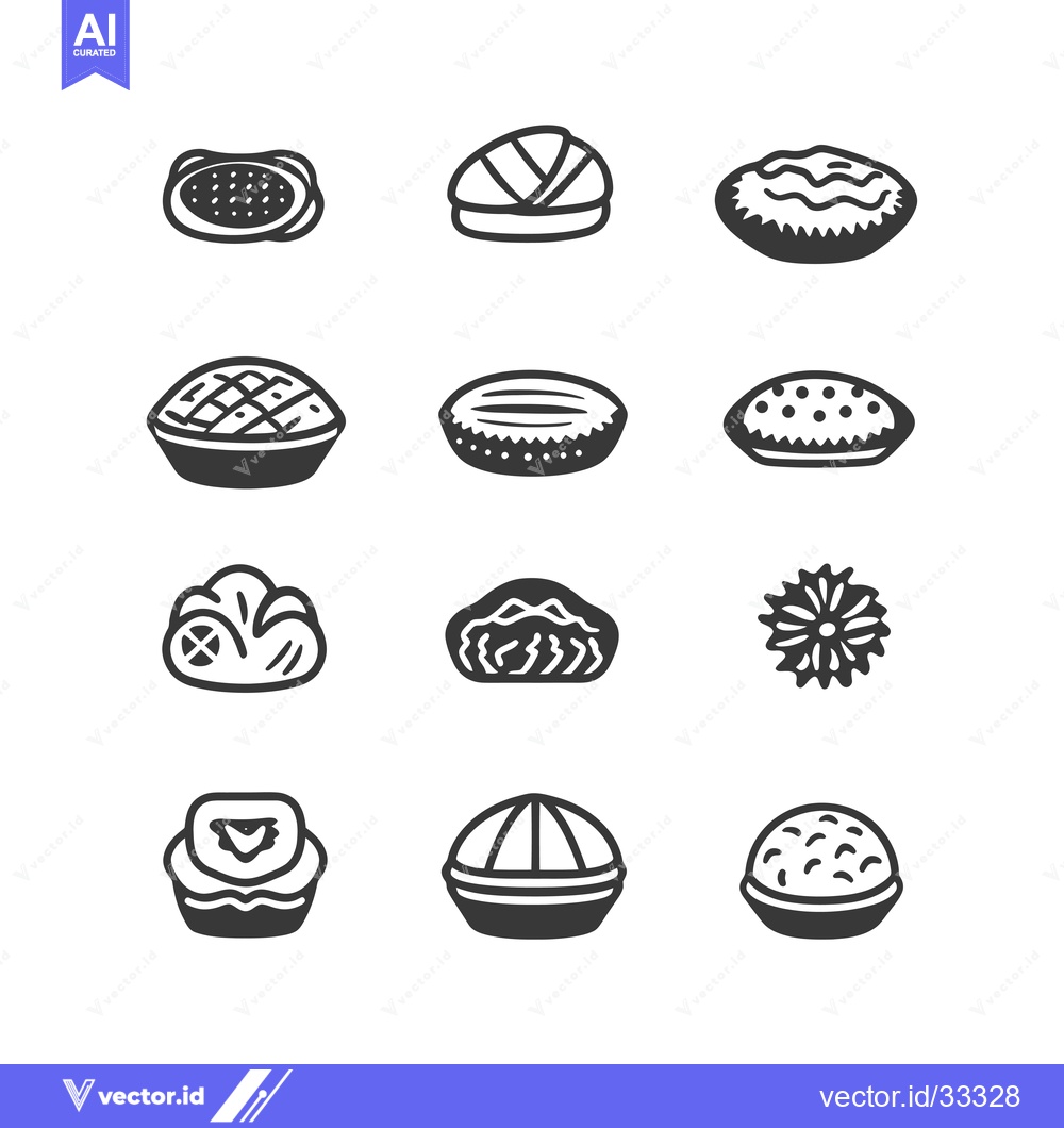 Premium Vector of Collection of Hand-Drawn Black and White Pie Icons