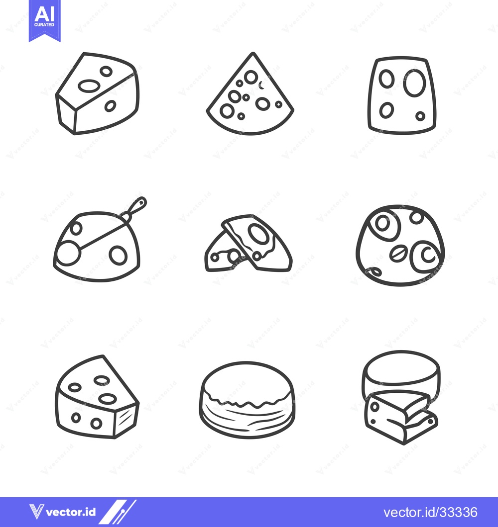 Premium Vector dari Collection of Hand-Drawn Cheese Icons