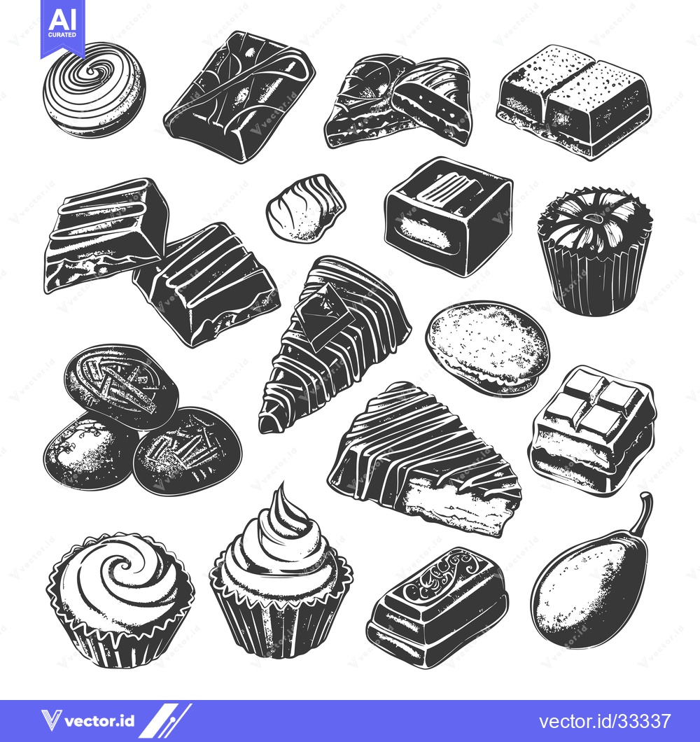 Premium Vector dari Collection of Hand-Drawn Chocolate and Confectionery Sweets