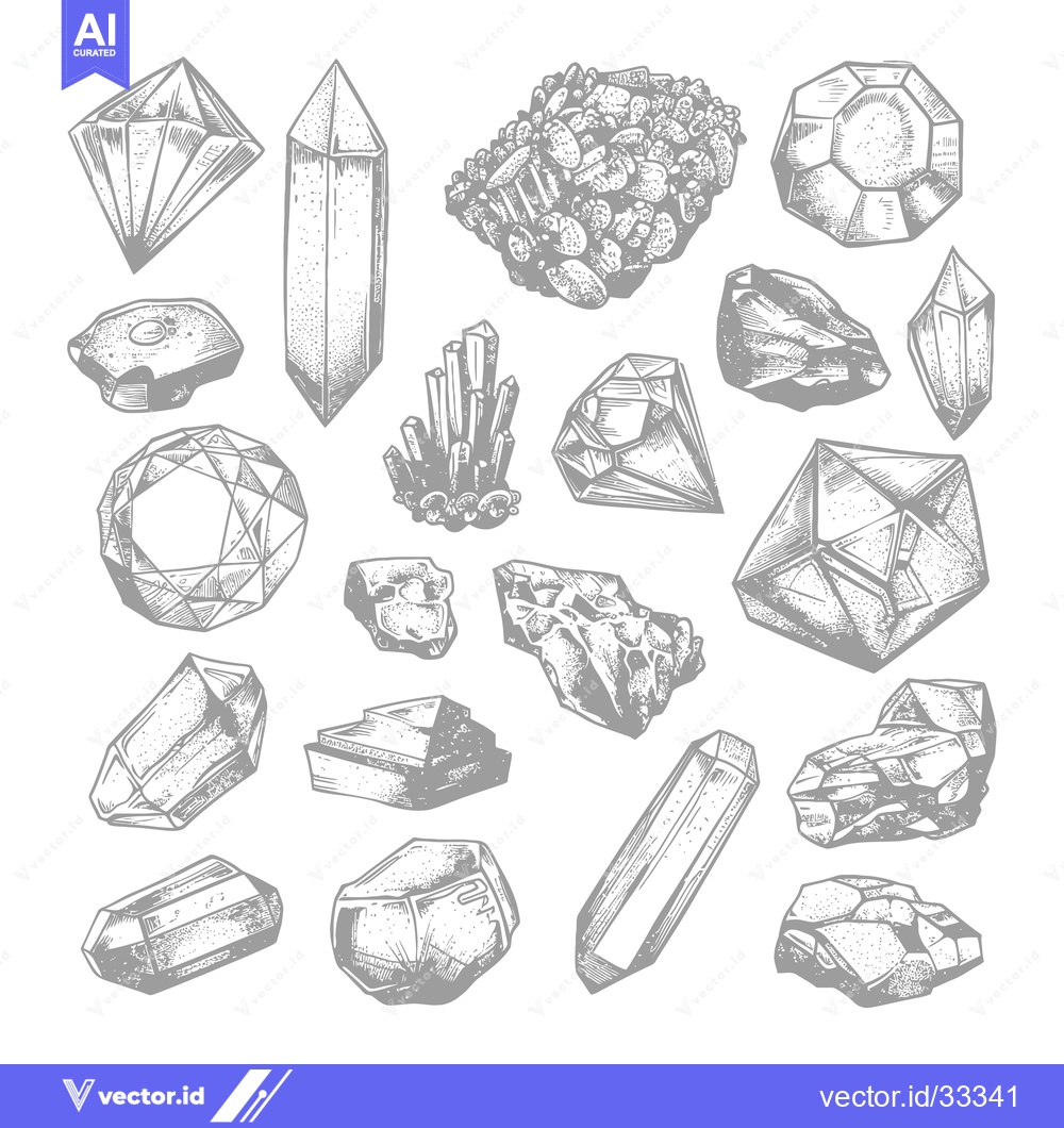 Premium Vector of Collection of Hand-Drawn Crystal and Gemstone Illustrations